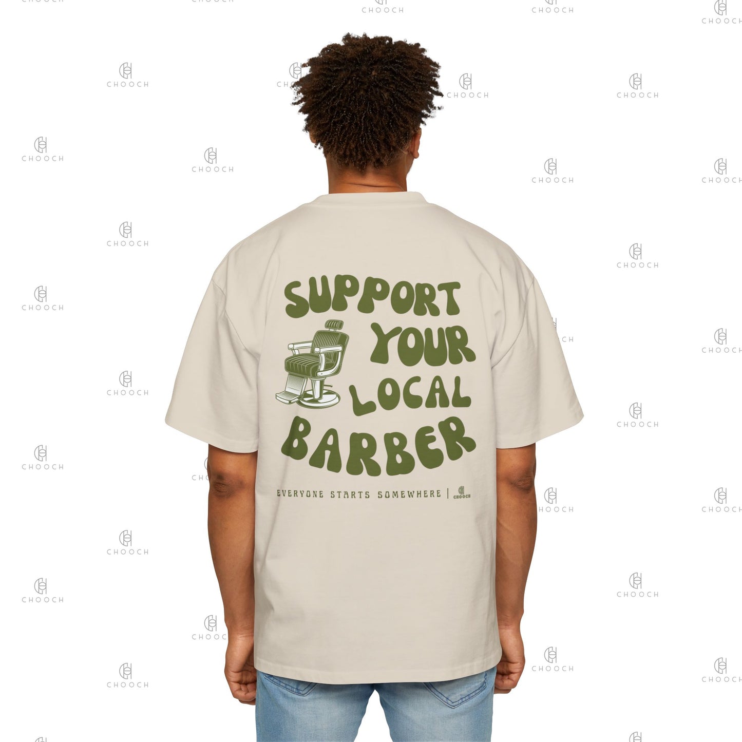 Support Your Local Barber - Oversized Fit T-Shirt - Heavy Cotton