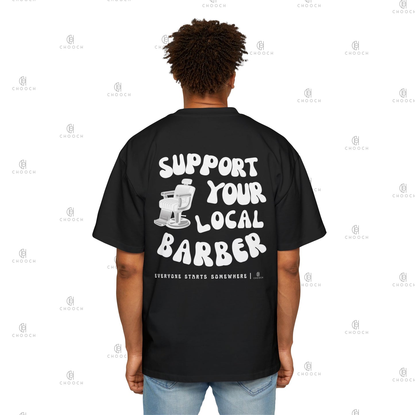Support Your Local Barber - Oversized Fit T-Shirt - Heavy Cotton