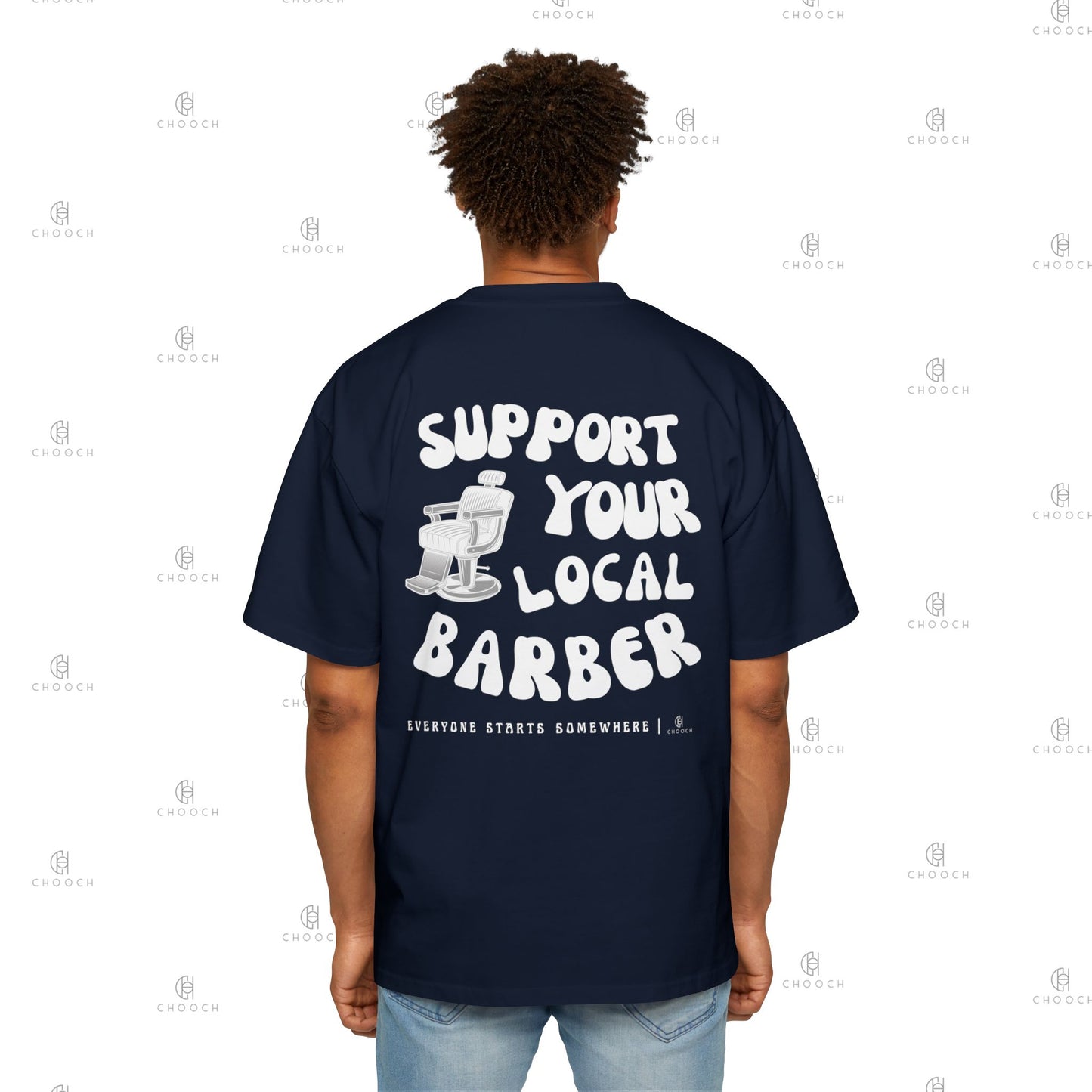 Support Your Local Barber - Oversized Fit T-Shirt - Heavy Cotton