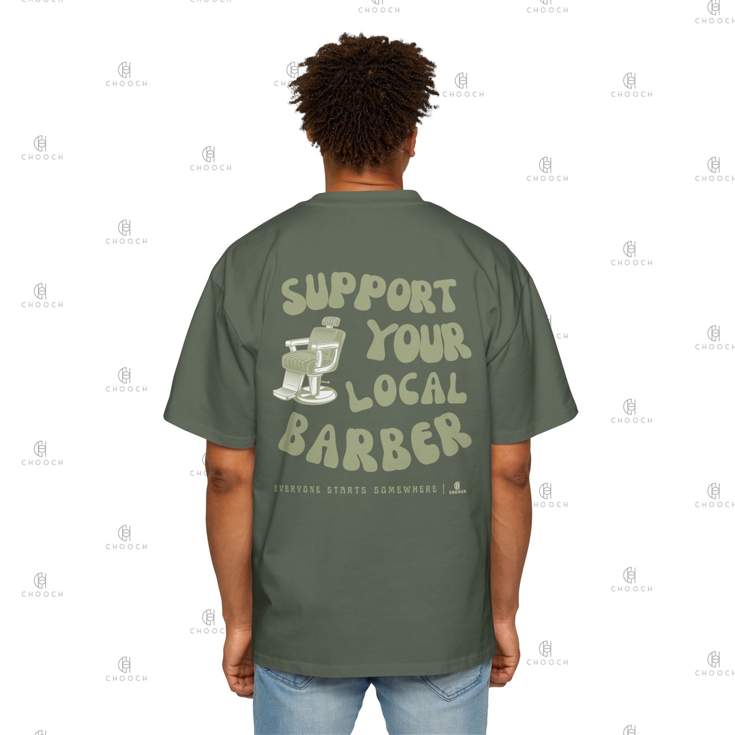 Support Your Local Barber - Oversized Fit T-Shirt - Heavy Cotton