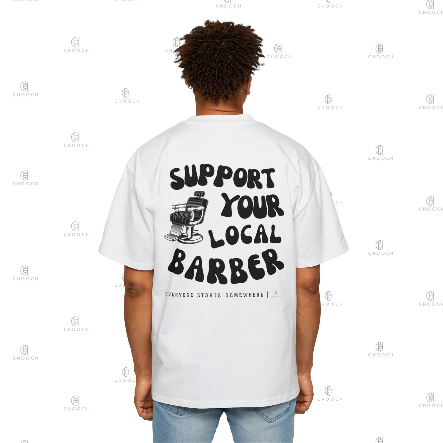 Support Your Local Barber - Oversized Fit T-Shirt - Heavy Cotton